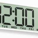 JALL 14.5" Large Digital Wall Clock Battery Operated with Big Digits LCD Screen Display, Day, Date, Alarm, Auto DST, Temperature for Living Room, Bedroom, Desk Decor, Mounted, Gift for Elderly (White)