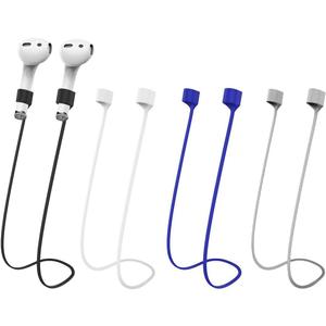 Magnetic Anti-Lost Straps for AirPods,Colorful Soft Silicone Sports Lanyard, Neck Rope Cord (Black/White/Gray/Blue)
