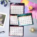 6 x Calendar 2026-2027 - 3 Month Wall Calendar Vertical Display (Folded in a Month), April 2026 - July 2027, 11" x 26", 3 Month Calendar, 2026-2027 Wall Calendar with Thick Paper, To-do & Notes - Green