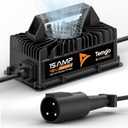 15 AMP 48 Volt Golf Cart Battery Charger for Club Car, 3-Pin Round Plug Fast Charge for Lead Acid Battery, IP67 Waterproof 48V 15A Golf Cart Charger with Fan (Lead Acid for Club Car)