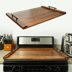 Noodle Board Stove Cover - Acacia Wood Stove Top Cover – Large Wood Cutting Board - Stove Top Covers for Electric Stove - Countertop Saver - Charcuterie Tray - Serving Board - Rustic Kitchen Decor