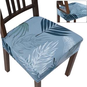 SearchI Stretch Dining Chair Seat Covers Set of 6, Soft Removable Washable Seat Covers for Dining Chairs, Dining Room Seat Cover Protector (No Rear, Blue)