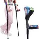 Forearm Crutches for Adults (1 Pair), Adjustable Arm Crutches, Crutch for Walking, Forearm Crutch Pads with Anti-Dorp Cuff, Elbow Cushion, Grip Cushion（Foliage）, for Broken Foot or Leg Injuries