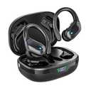 Bcaikair Wireless Earbuds, Sports Bluetooth Headphones, Ear Buds with 80hr Playtime, Noise Canceling, LED Power Display, IPX7 Waterproof Earphones for Workout/Running Black