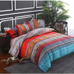Boho Duvet Cover Twin, 100% Microfiber Ethnic Boho Colorful Bedding Set for Men Women, Blue Yellow Orange Modern Geo Aztec Print Duvet Cover, with Zipper Closure Luxury Soft Durable (Twin, 3pcs) (Twin 68"x90", 0931)