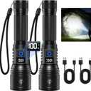 Rechargeable Flashlights High Lumens 2Pack, 5Modes Super Bright Flashlight Rechargeable, LED Flashlight Powerful, Handheld Tactical Flash Lights for Home Emergencies Camping Essentials, Gifts for Men