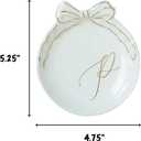 COLLECTIVE HOME - Personalized Initial Ceramic Jewelry Tray with Bow, Christmas Gift Ideas for Women, Small Gift for Girlfriend Wife, Ring Holder, Earrings Dish, Birthday Gift for Her (P)