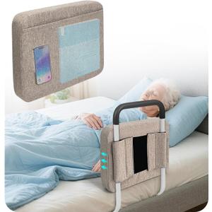 Bed Rails Padded for Elderly Adults Safety - Bed Bumper Pads & Guard Rail Foam Covers for Seniors | Hospital Bed Railing Soft Cover | Cushion Padding for Side Rails | Home & Hospital Bedside Protector (Khaki)