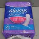 Always Discreet, Incontinence & Postpartum Pads For Women, Size 4, Moderate Absorbency, Long Length, 54 Count