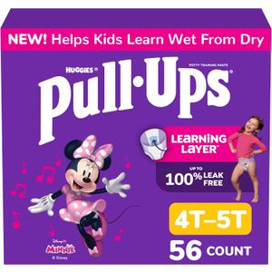 Pull-Ups Girls' Potty Training Pants, Size 4T-5T Training Underwear (38-50 lbs), 56 Count