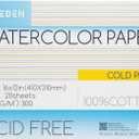 MEEDEN Watercolor Paper Block - 100% Cotton Watercolor Paper Pad of 20 Sheets, 140lb/300gsm, Acid-Free Art Paper for Watercolor, Gouache, Ink and More, 16" x 12" Cold Press