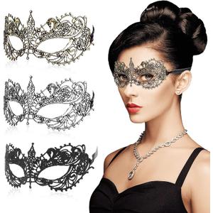 3 Pieces Masquerade Mask for Women, Fancy Dress Masks Lace Face Mask