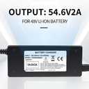 54.6V 2A Battery Charger 48V Charger Power Supply Adapter for 48v Li-ion Battery Pack, HD Display of Current Charging Voltage, Multiple Security Protection and Smart Shut-Off Charging