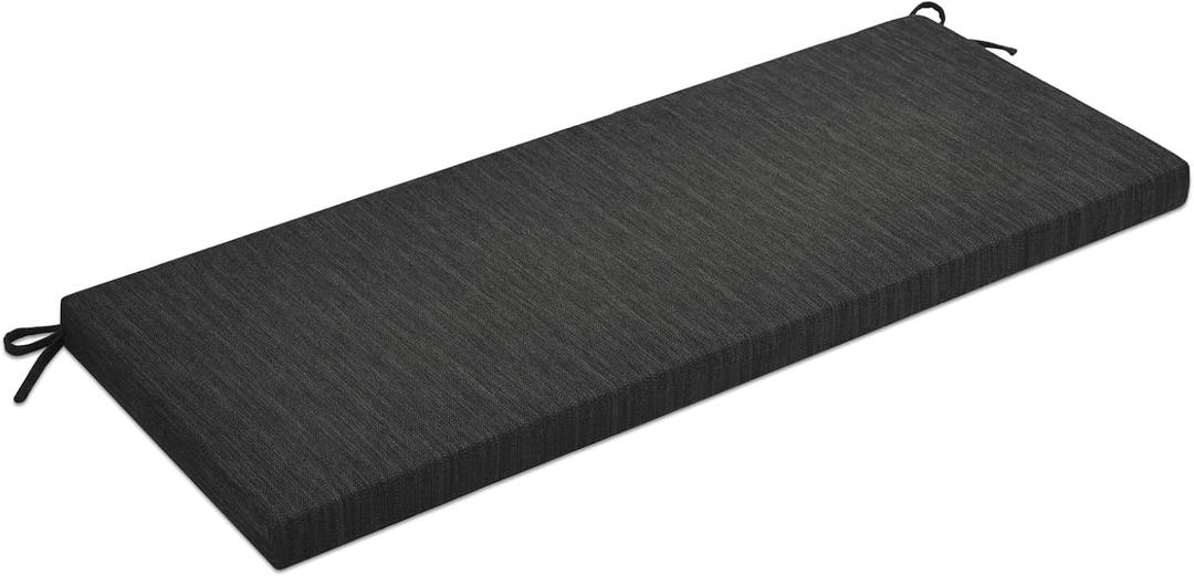 baibu 36 Inch Classic Solid Color Bench Cushion with Ties, Non-Slip Indoor Outdoor Rectangle Bench Seat Cushion Standard Size Foam Pad with Machine Washable Cover (Black, 36x15x1.5in) (36x15x1.5 Inch (Pack of 1))