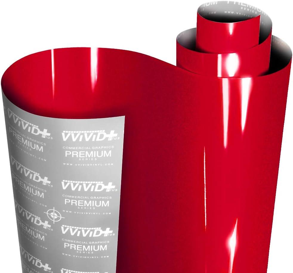 VViViD+ Ultra Gloss Metallic Candy Red Vinyl Car Wrap Premium Paint Replacement Film Roll with Nano Air Release Technology (3ft x 5ft)