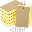PATIKIL Blank Index Cards with Ring, 300Pcs Colored Blank Flash Card 3.5" x 2" Note Card Study Card for Memory Learning Studying Office Supplies, Yellow