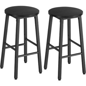 HOOBRO Bar Stools, Bar stools Set of 2,Counter Height Bar Stools, 24.8" Barstools for Kitchen Island, Industrial Kitchen Bar Chairs, for Dining Room, Bar, Black BB07BY01G1N2