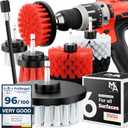 Drill Brush Attachments for Cleaning [Set of 6] Universally Cleans Cars, Rims, Upholstery, Tiles, and More I Brush Drill Attachment for Cleaning I Drill Brush for Car Detailing (Red-White-Black)