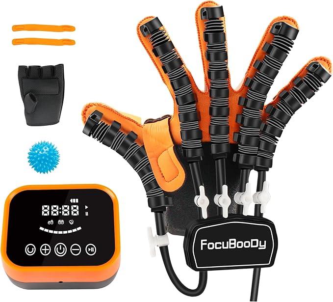Rehabilitation Robot Gloves, Finger Exerciser for Stroke Recovery Hand Glove Equipment Hand Function Rehabilitation (Orange Right Hand M)