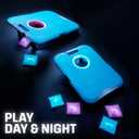 EastPoint Light-Up Cornhole Board Set - Turquoise/White 23.5x18in - Foldable for Camping Accessories & Beach Fun - Built-in LEDs for Backyard & Lawn Games - Effortless Bean Bag Toss & Yard Games