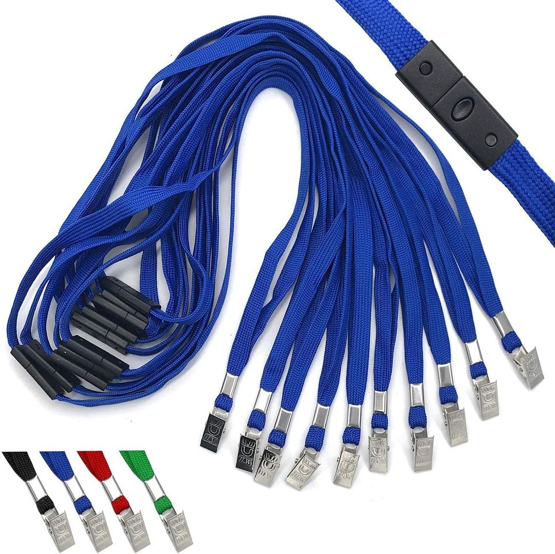 Beebel Blue Lanyards 25 Pack Breakaway Lanyard Comfortable Neck Straps Premium Bulk Lanyards Badge Bulldog Clip