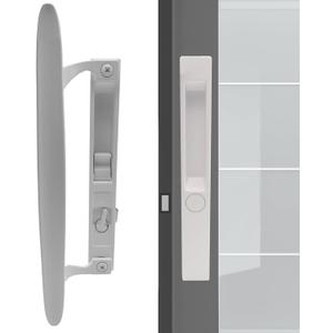 Flush Mount Non-Keyed Sliding Glass Door Handleset, 6-5/8" H.C., Fits 1" to 1-1/8" Thick Doors, Features Night Lock & Hook Latch, Non-Handed, White Diecast