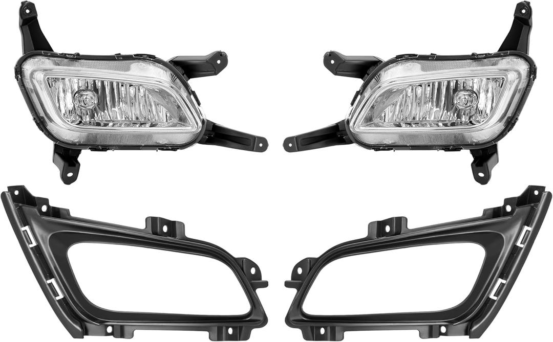 HECASA Fog Light Assembly W/Fog Light Bezel Compatible with 2014-2015 Kia Optima Front Bumper Lamp Driver and Passenger Side (Pair, Clear Lens+ Black Bezel)