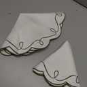 16.5 Inch Ribbon Twirl Embroidery Round Placemats Set of 4, Scalloped Round Table Mats for Party Kitchen Dining Decoration, Green