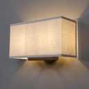 Yosoan Linen Boho Wall Sconce Stairwell Fixture Light, 2-Light Indoor Hardwired Vanity Dual Vintage Industrial Bedside Sconce Wall Mount Lighting Square Fabric Shade for Hallway Kitchen Living Room