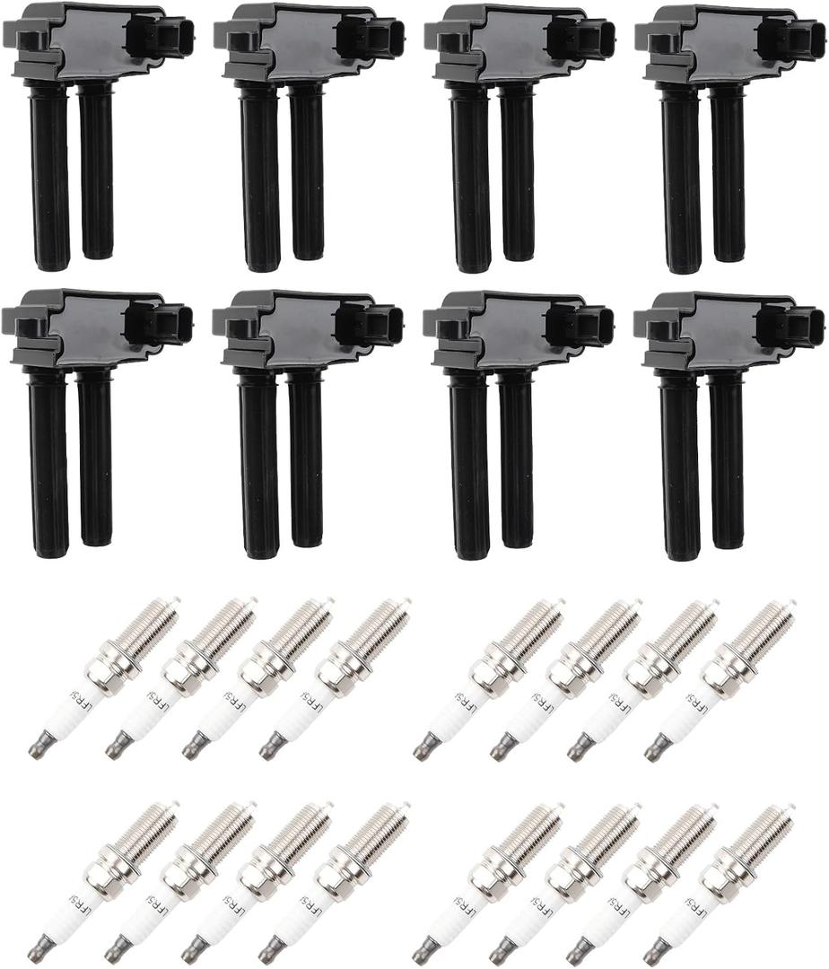 UF504 Set of 8 Ignition Coils Pack 16 Iridum Spark Plugs Compatible with 2009-2020 Dodge Ram 1500 2500 3500 Challenger Charger Durango Chrysler 300 Jeep Grand Cherokee V8 5.7L