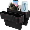 Hemobllo Car Seat Gap Filler Organizer with Cup Holder Slim Fit Car Inserts between Seats and Console 2-Piece Auto Interior Storage Box for Phones Keys Snacks Easy Installation