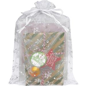 Jexila 50 Pack Christmas Organza Bags 8X12 inch Snowflake Large Christmas Mesh Drawstring Gift Bag for Packing Party Favor Goodie Candy Treat Bags