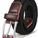 BULLIANT Stretch Belt Men,Mens Gift Woven Braided Web Belt 1 3/8 for Golf Casual Pants Shirts Jeans (Black)