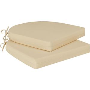 Cozyide Outdoor Chair Cushions, Waterproof Patio Seat Cushions with Adjustable Straps, Round Corner Patio Chair Cushions for Garden, Beige, 17x16x2 Inch (Pack of 2)