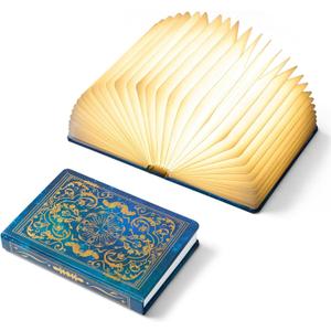 Book Lovers Gifts BookLamp - 5 Color Lights, 1200mAh Battery, Foldable Paper Lamp as Book Decor & Accessories, Hot Foil Cover Design, Unique Gifts for Women or Friends & Christmas