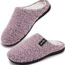 ERGOfoot Arch Support Orthopedic Slippers for Plantar Fasciitis, Sherpa Fleece Clog Style -Machine Washable Non-Slip Indoor Outdoor House Slippers for Women& Men (Pink Purple Marl), W10