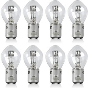 8 Pcs S2 BA20D Headlight Bulbs 12V 35/35W, Double Filaments, Compatible with Znen, Jonway, Tank and Baron, Universal Fit for 50cc 150cc 250cc Scooters