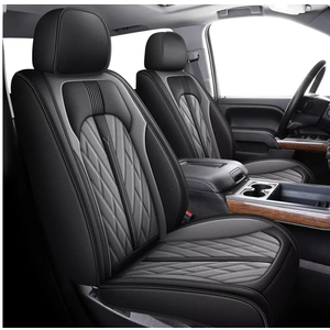 TTX LIGHTING Seat Covers Full Set Fit for 2007-2018 Chevrolet Chevy Silverado GMC Sierra 1500 2500HD 3500HD Seat Covers for Cars Leather Waterproof Truck Seat Protector (Black&Grey)