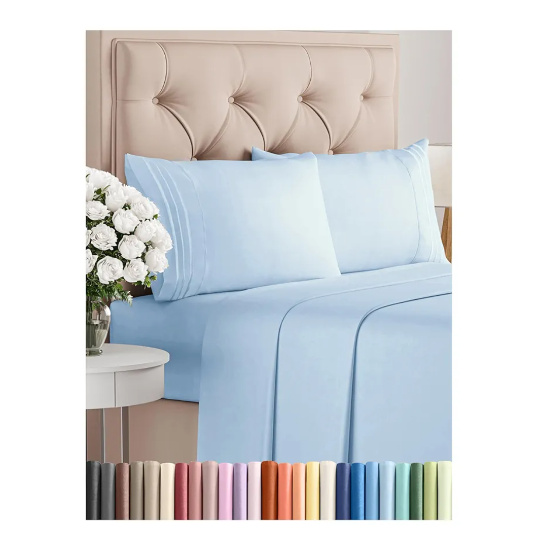 Full Size 4 Piece Sheet Set - Comfy Breathable & Cooling Bed Sheets Set - Hotel Luxury Bedding for Women, Men, Kids, Teens, Boys & Girls - Deep Pockets, Soft, Wrinkle Free - Oeko-Tex - Light Blue