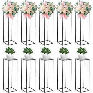 10 PCS Black Vases Flower Stands 31.5", Wedding Centerpieces for Tables, Metal Geometric Flower Vase, Tall Flower Stand Flower Vase for Centerpiece Home Table Decorations