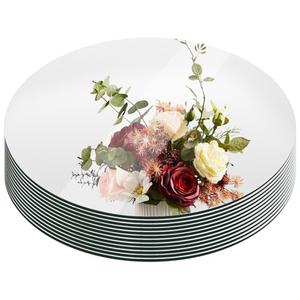 Suwimut Set of 12 Round Mirror Candle Plate Set, 12 Inch Round Mirror Trays, Circle Glass Mirror Tiles for Table Centerpieces, Wedding Party Decorations, Wall Decor, Crafts, 1.7mm Thick