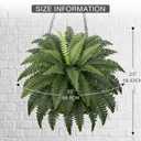 Fake Ferns - Set of 2 Faux Boston Ferns Large Artificial Plants, 40 Leaves per Bouquet, 35 Inches Large Artificial Ferns for Outdoors/Indoor Home, Office, Garden Decoration