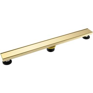KIRLYUSTONE Linear Shower Drain, Brushed Gold 36-Inch Bathroom Drains Kit, Rectangular Shower Floor Drain with Reversable Tile-in Pattern Drain Cover & Hair Strainer