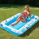 WILDPATH Inflatable Tanning Pool Lounger Float for Adults, 70" x 46" Pool Floats with Pillow, Large Tanning Bed for Backyard, Inflatable Sofa Pool Party Favors, Blue