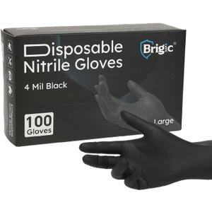 Disposable Nitrile Gloves, Textured Grip, 4mil, Lightweight, Slip-Resistant, Black