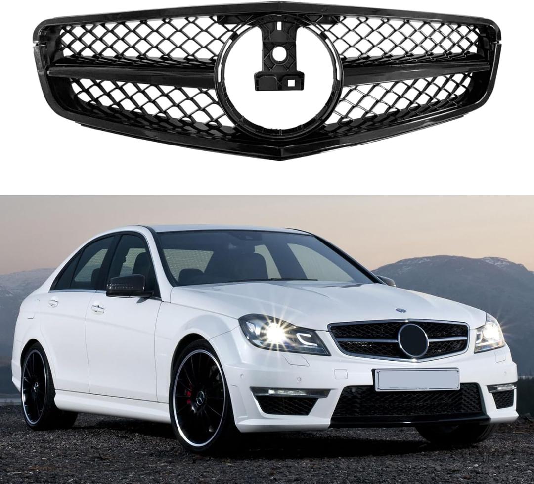 Glossy Black Front Bumper Grille For 2007-2014 Mercedes Benz W204