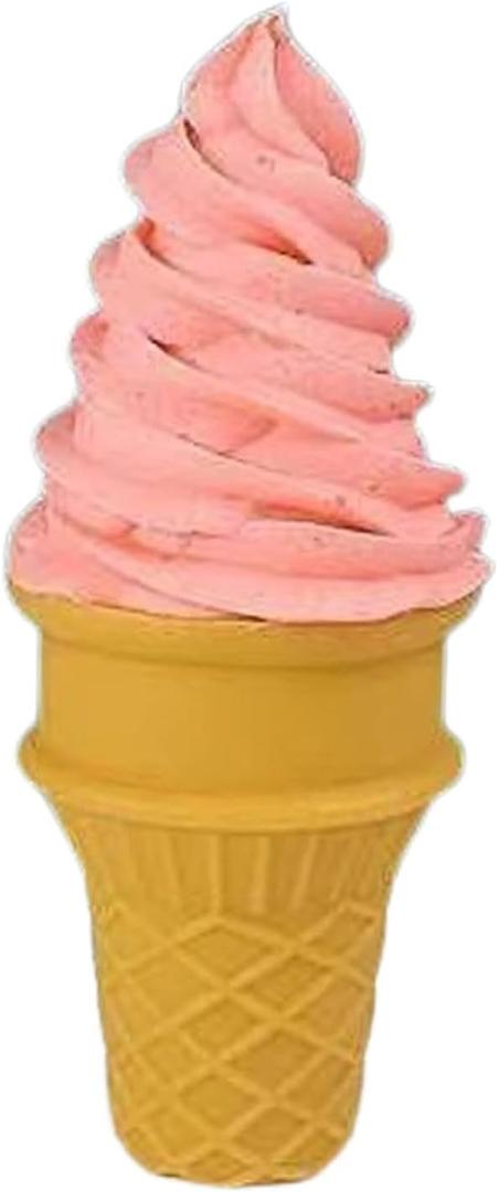 Fenteer Fake Ice Cream Cone Simulation Ice Cream Food Model Realistic Pretend Food Toy for Decoration Fake Cupcake Prop Desktop Decor Display, Pink