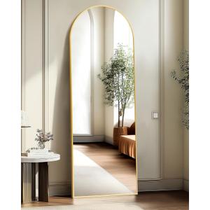 TRAHOME Arched Full Length Mirror, 56"x15" Standing Body Mirror for Wall, with Aluminum Alloy Frame for Bedroom, Living Room, Dressing Room(Gold)