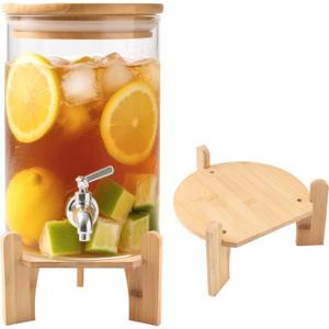 Wooden Drink Dispenser Stand, Beverage Dispenser Stand and Water Jug Holder, Drink Stand for Families, Parties and Catering Events, Fit Max 9 Inch Glass Water Pitcher Water Filter Bottle