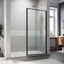 Shower Glass Door 48Wx74H Inch, Bathroom Framed Fixed Shower Glass Panel Door, 5/16"(8MM) Thick Clear Tempered Glass Door, Matte Black